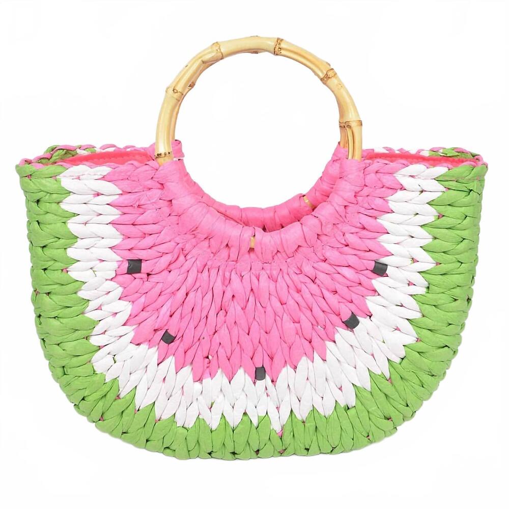 NEW 3AM BY H&D ACCESSORIES women's crochet watermelon handbag in pink and green